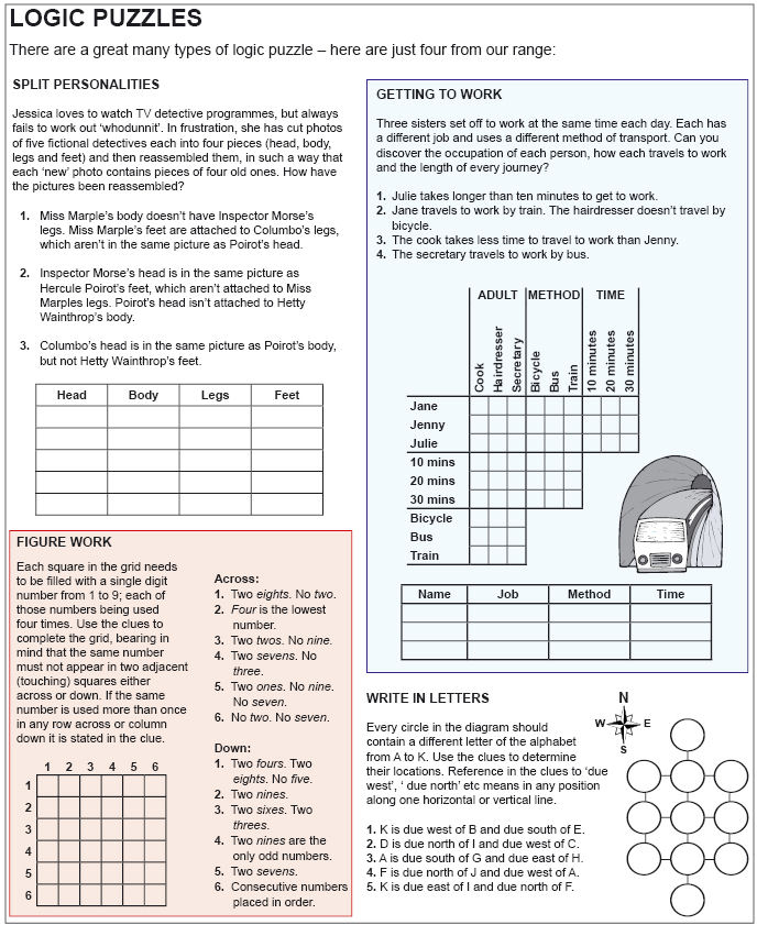Printable Logic Puzzles with Grid